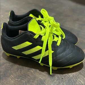 Adidas Kids Black and Neon Yellow Sneakers